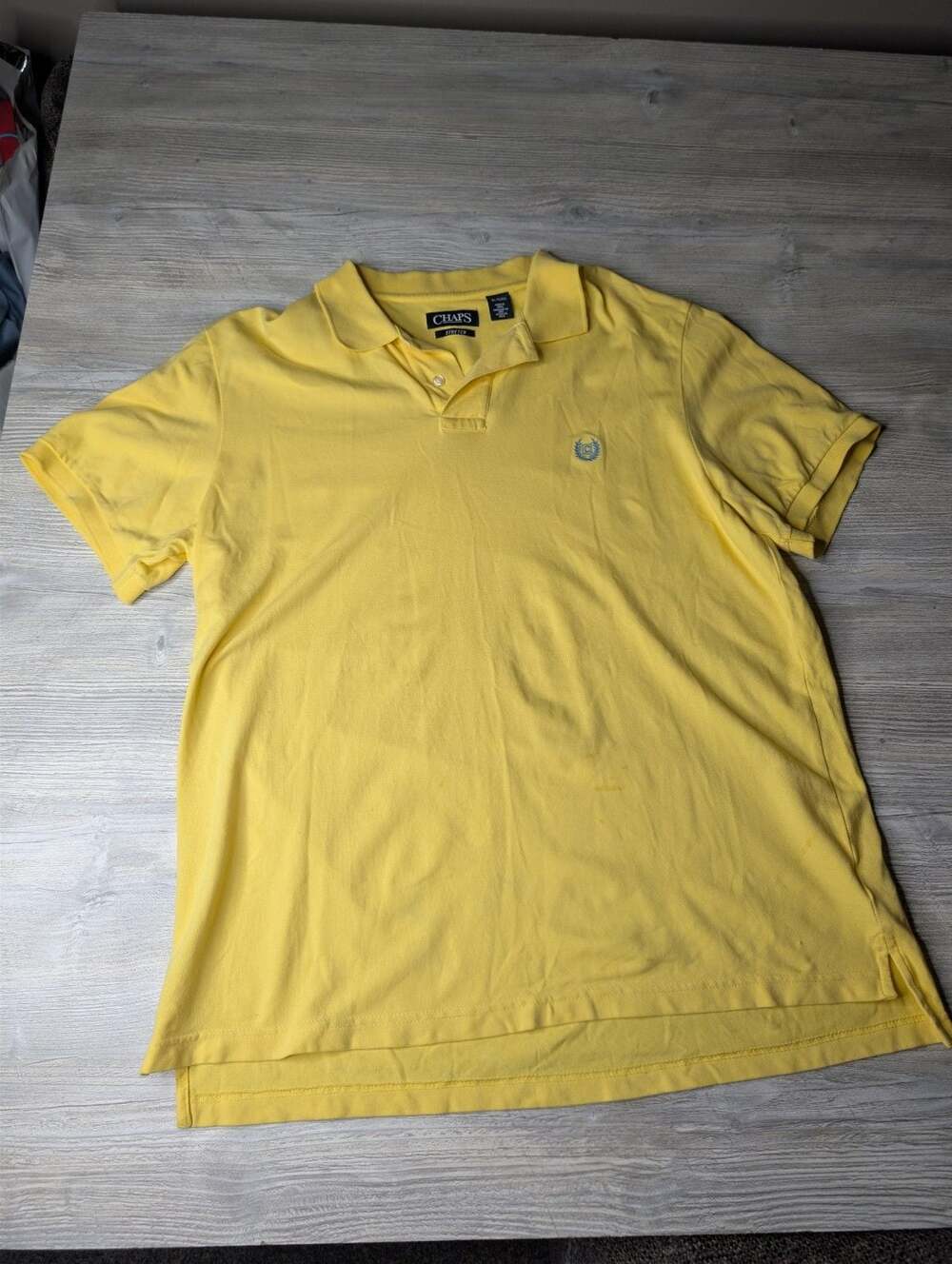 Chaps Men's Stretch Short Sleeve Pique Polo Shirt Yellow Size XL